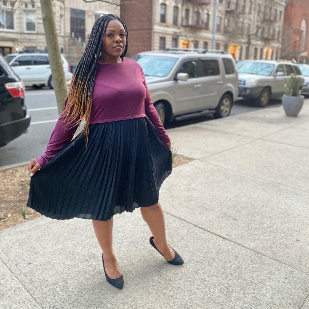 Two Tone Pleated Dress